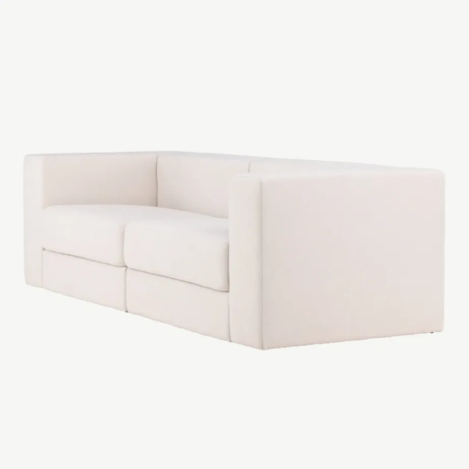 Lumi kolmekohaline diivan, valgest polüesterkangast, modernse põhjamaise disainiga, 61232-101 – 6