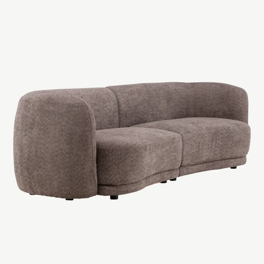 Pronkspunase buklee kangaga 3-kohaline diivan Cielo, mustad terasjalad, 61233-103