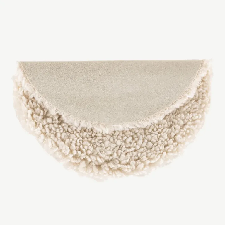 Valge ümmargune kunstlambavillast istmepadi Katy, ø34 cm - 61252-101