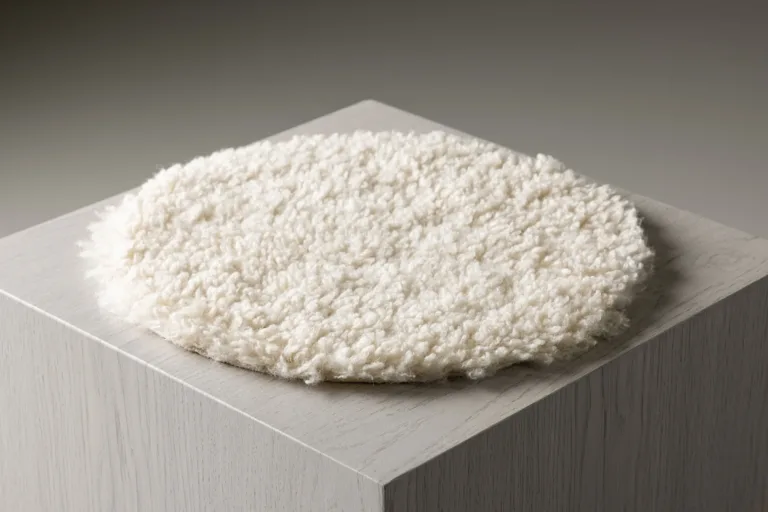 Valge ümmargune kunstlambavillast istmepadi Katy, ø34 cm - 61252-101