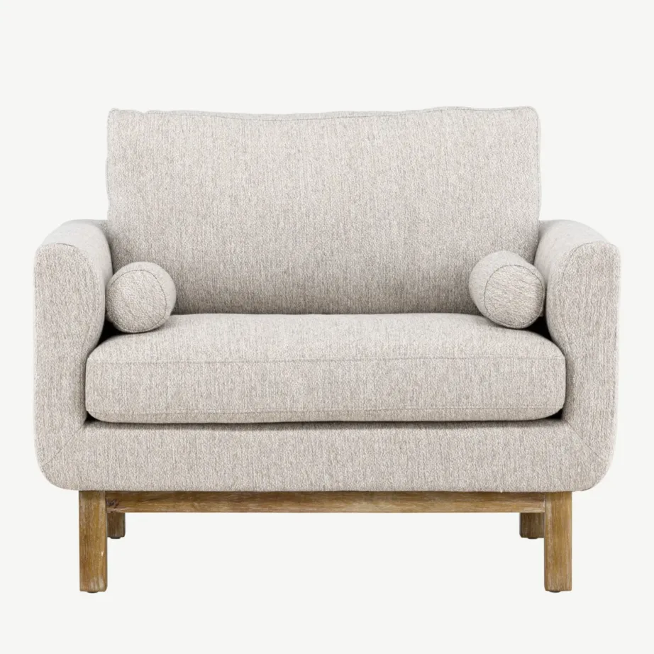 Beeži polüesterkattega tugitool Olympos kummipuidust jalgadel, 61780-102 – 4