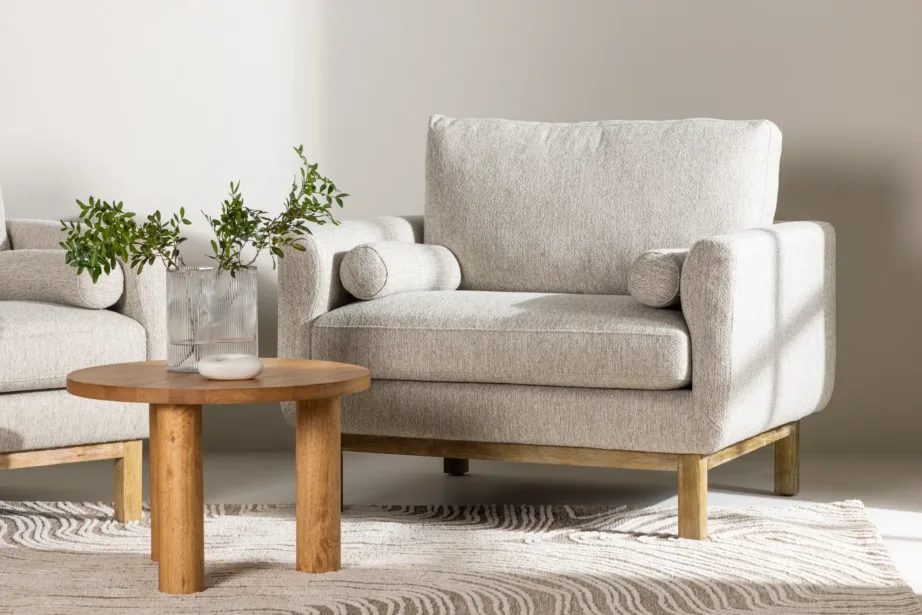 Beeži polüesterkattega tugitool Olympos kummipuidust jalgadel, 61780-102 – 8