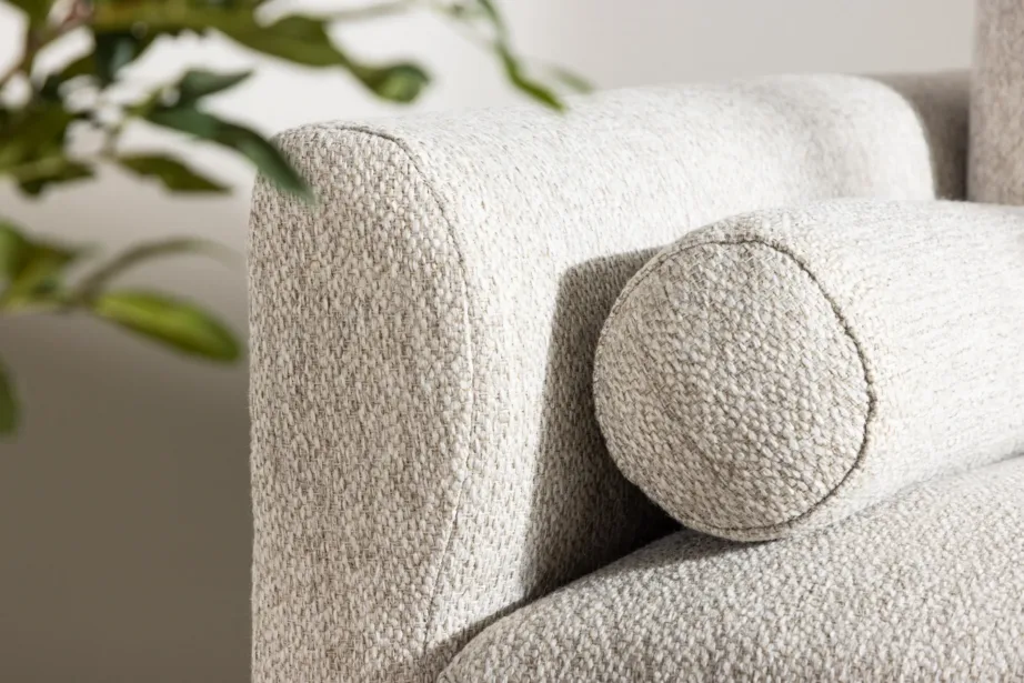 Beeži polüesterkattega tugitool Olympos kummipuidust jalgadel, 61780-102 – 11