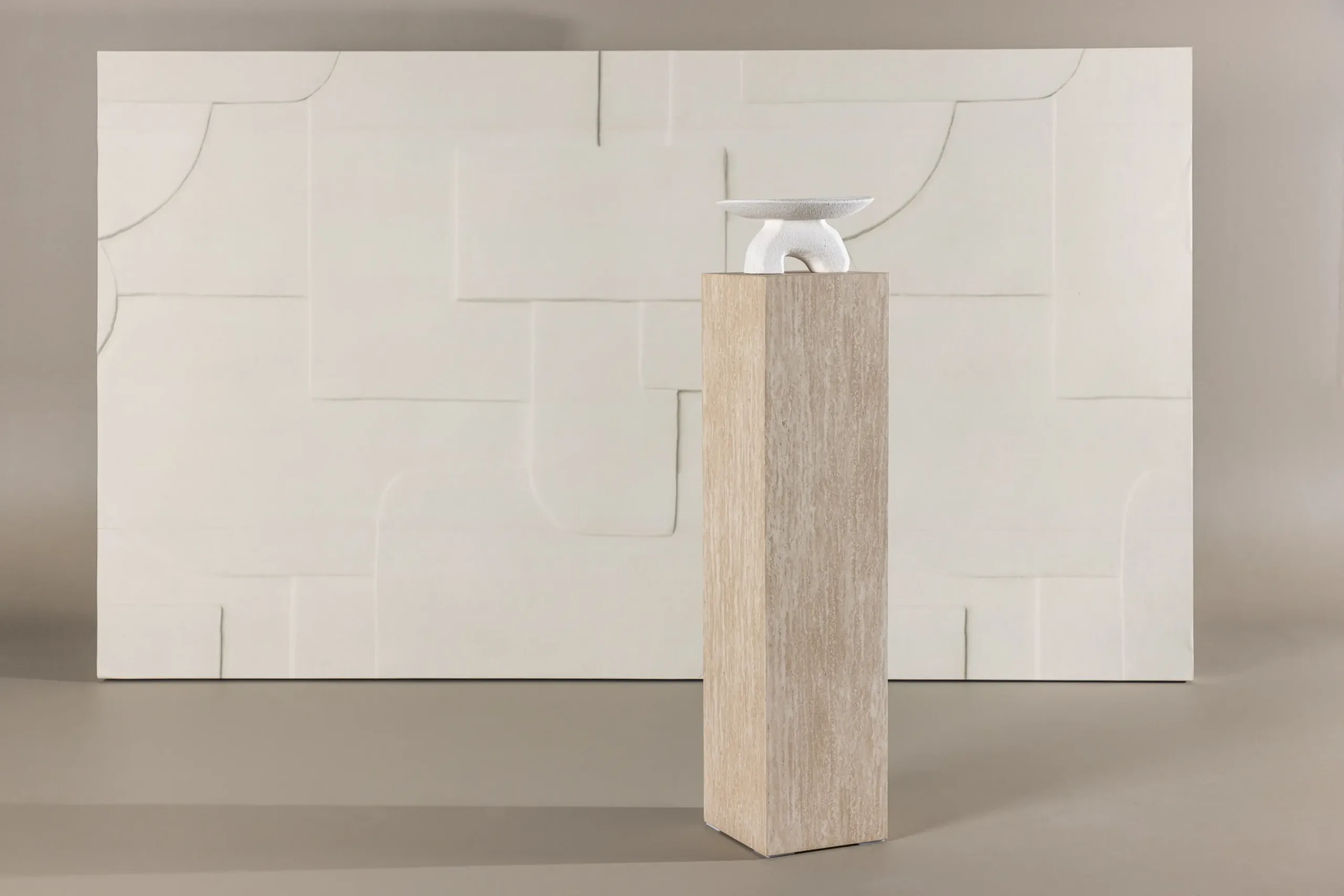 Beež travertiinimustriline MDF-abilaud Ramsvik, 23 × 95 cm, FSC-sertifikaadiga - 61794-707