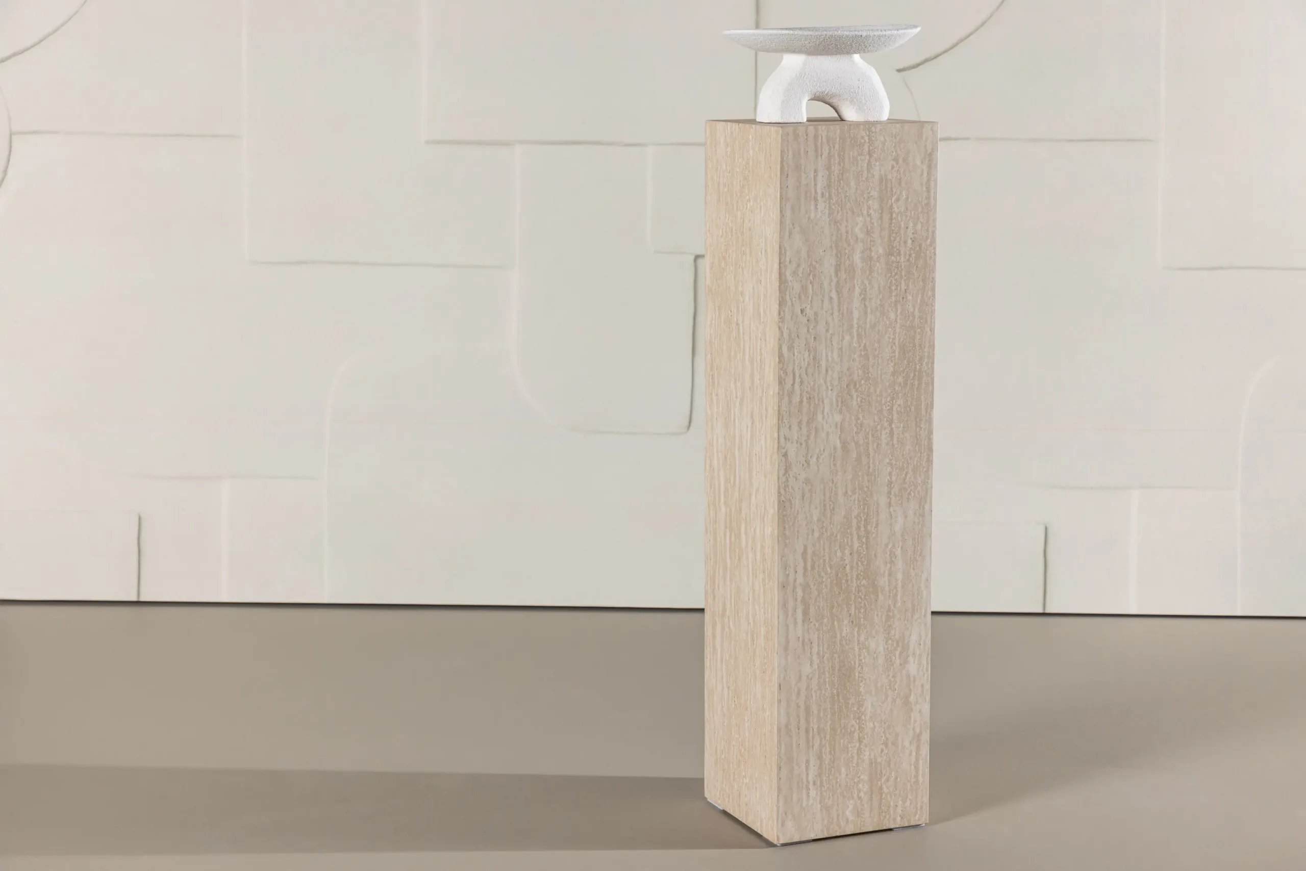 Beež travertiinimustriline MDF-abilaud Ramsvik, 23 × 95 cm, FSC-sertifikaadiga - 61794-707