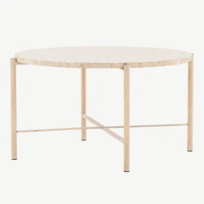 Ümmarguse kujuga diivanilaud Sandhamn, beež (mactani kivi, ø70 cm) - 61807-102