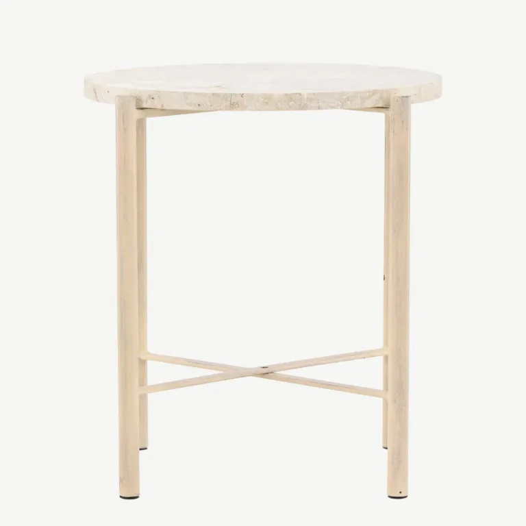 Sandhamni ümmargune diivanilaud, beež Mactan kivist, ø40 cm - 61808-102