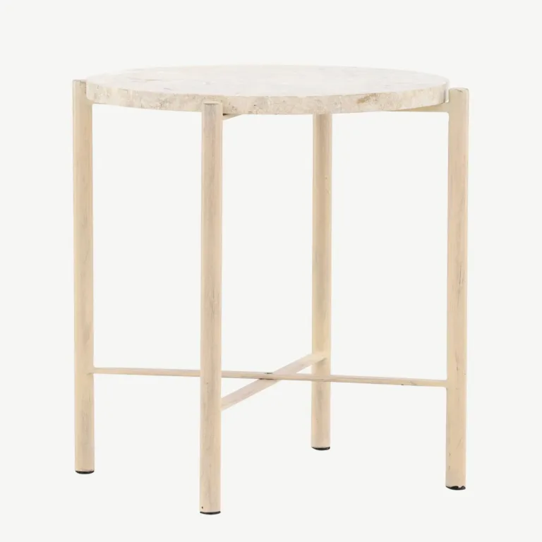 Sandhamni ümmargune diivanilaud, beež Mactan kivist, ø40 cm - 61808-102