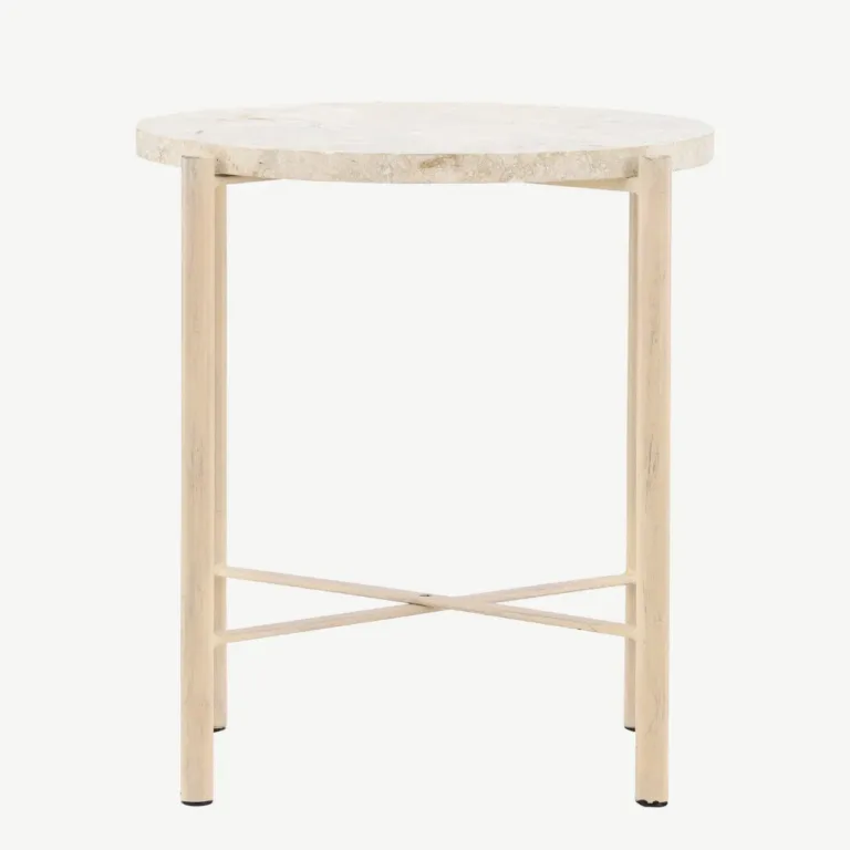 Sandhamni ümmargune diivanilaud, beež Mactan kivist, ø40 cm - 61808-102