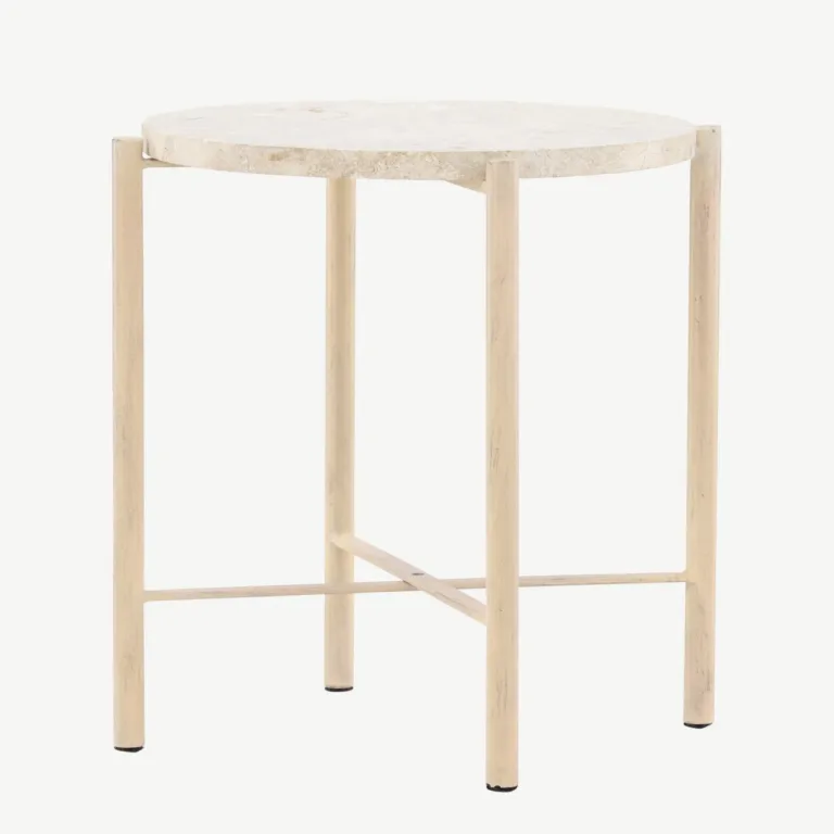 Sandhamni ümmargune diivanilaud, beež Mactan kivist, ø40 cm - 61808-102