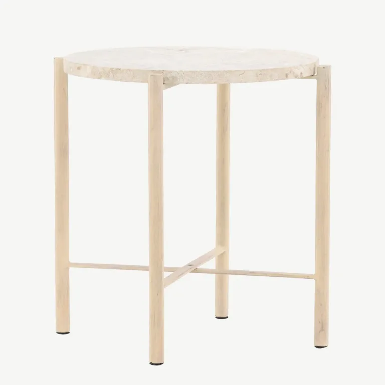 Sandhamni ümmargune diivanilaud, beež Mactan kivist, ø40 cm - 61808-102