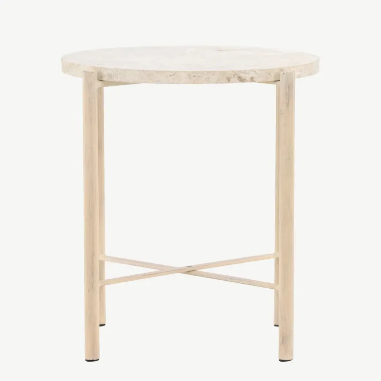 Sandhamni ümmargune diivanilaud, beež Mactan kivist, ø40 cm - 61808-102