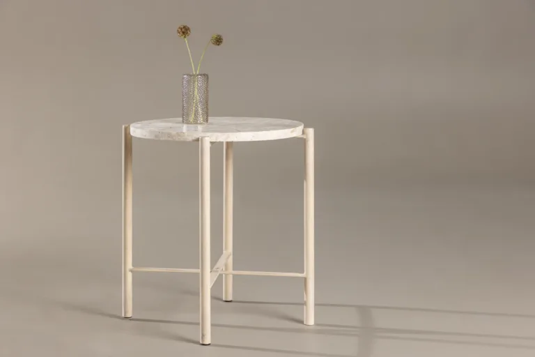 Sandhamni ümmargune diivanilaud, beež Mactan kivist, ø40 cm - 61808-102