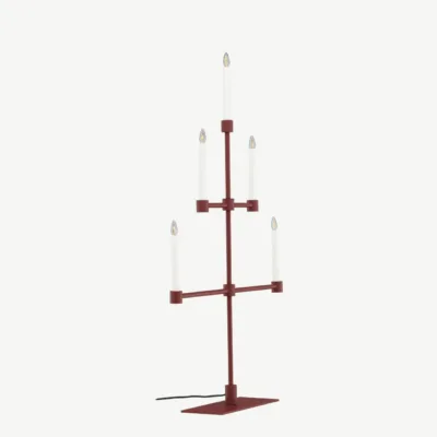 Punane metallist advendilamp Avoriaz, 5 valgusallikat, H92 cm - 61838-889