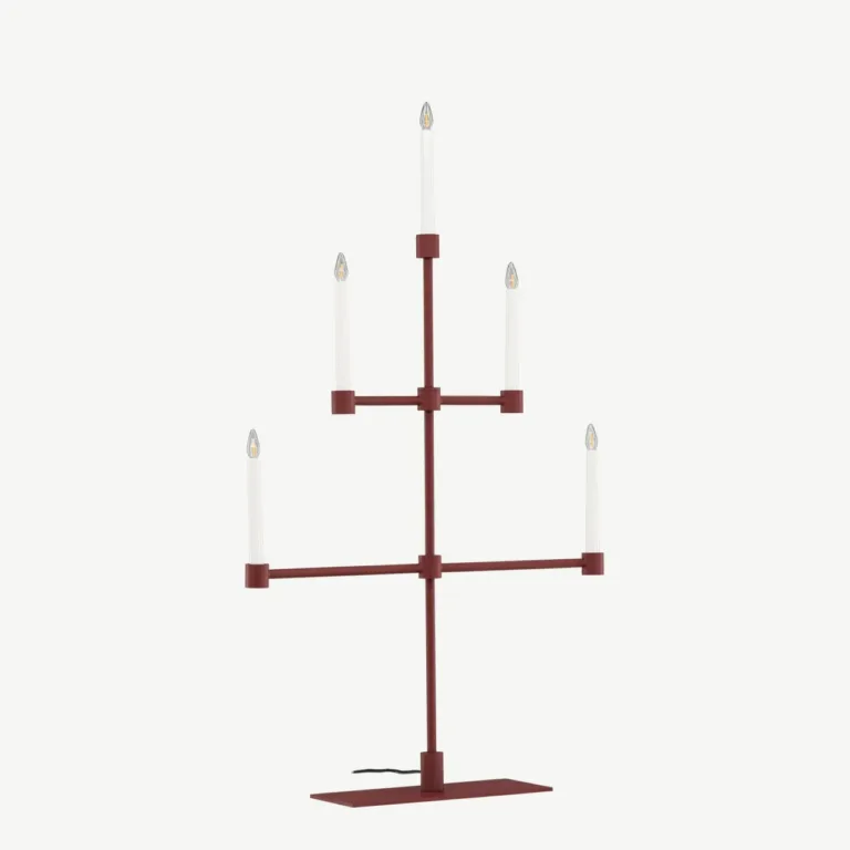 Punane metallist advendilamp Avoriaz, 5 valgusallikat, H92 cm - 61838-889