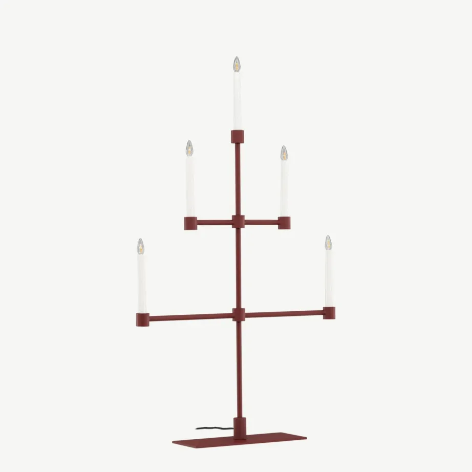 Punane metallist advendilamp Avoriaz, 5 valgusallikat, H92 cm, 61838-889 – 3