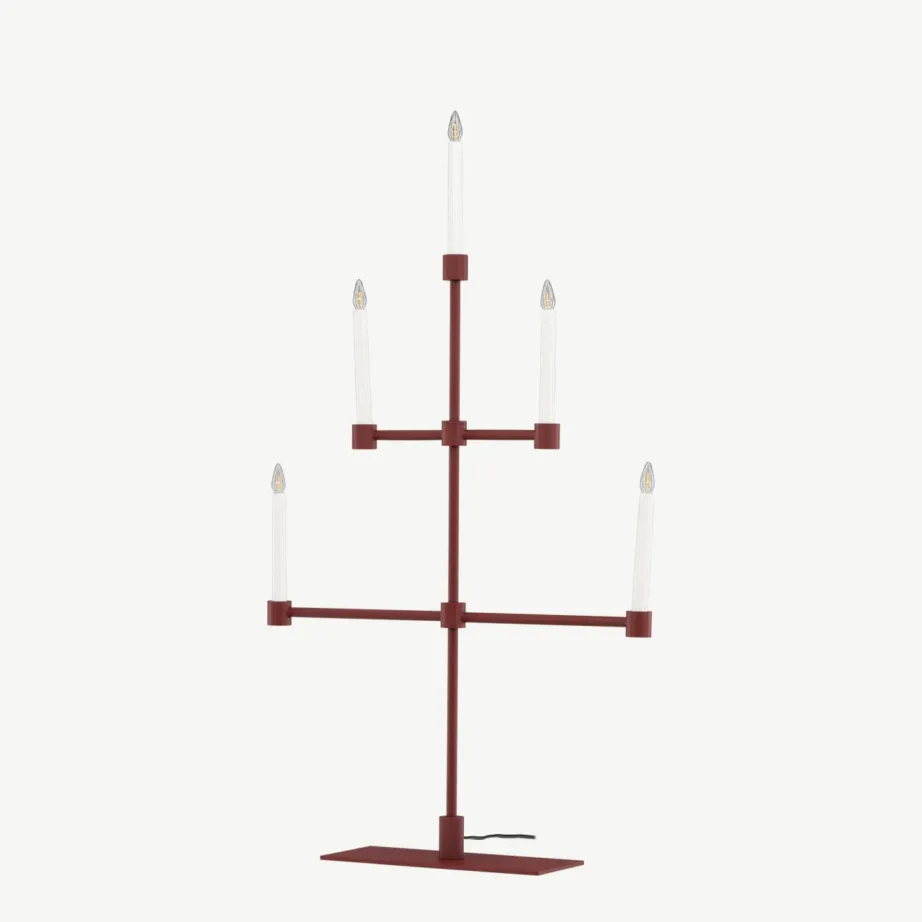 Punane metallist advendilamp Avoriaz, 5 valgusallikat, H92 cm, 61838-889 – 6