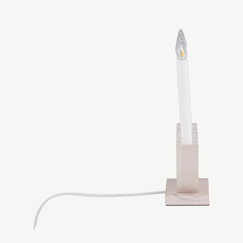 Valge peitsiga männipuidust advendiküünlalamp Verbier, 5-pirnine, 61840-130 – 2