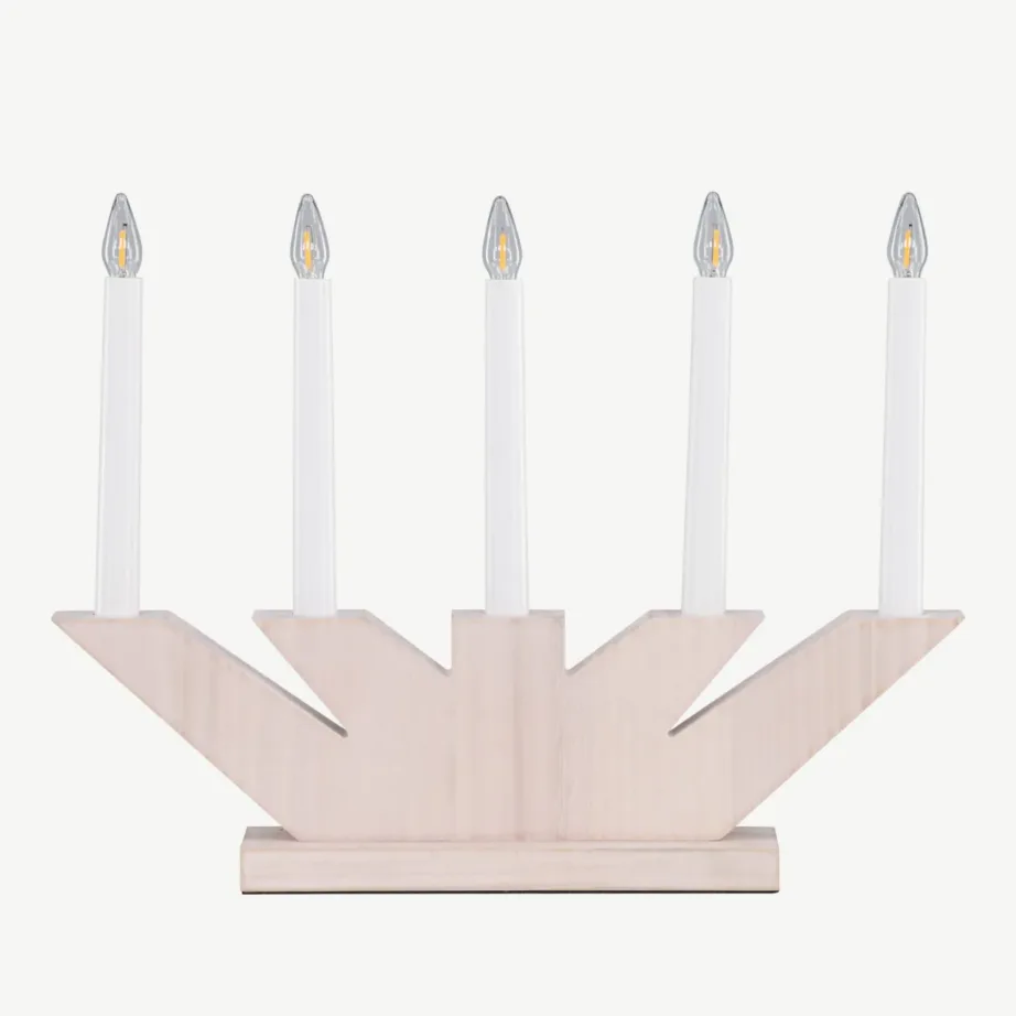 Valge peitsiga männipuidust advendiküünlalamp Verbier, 5-pirnine, 61840-130 – 4