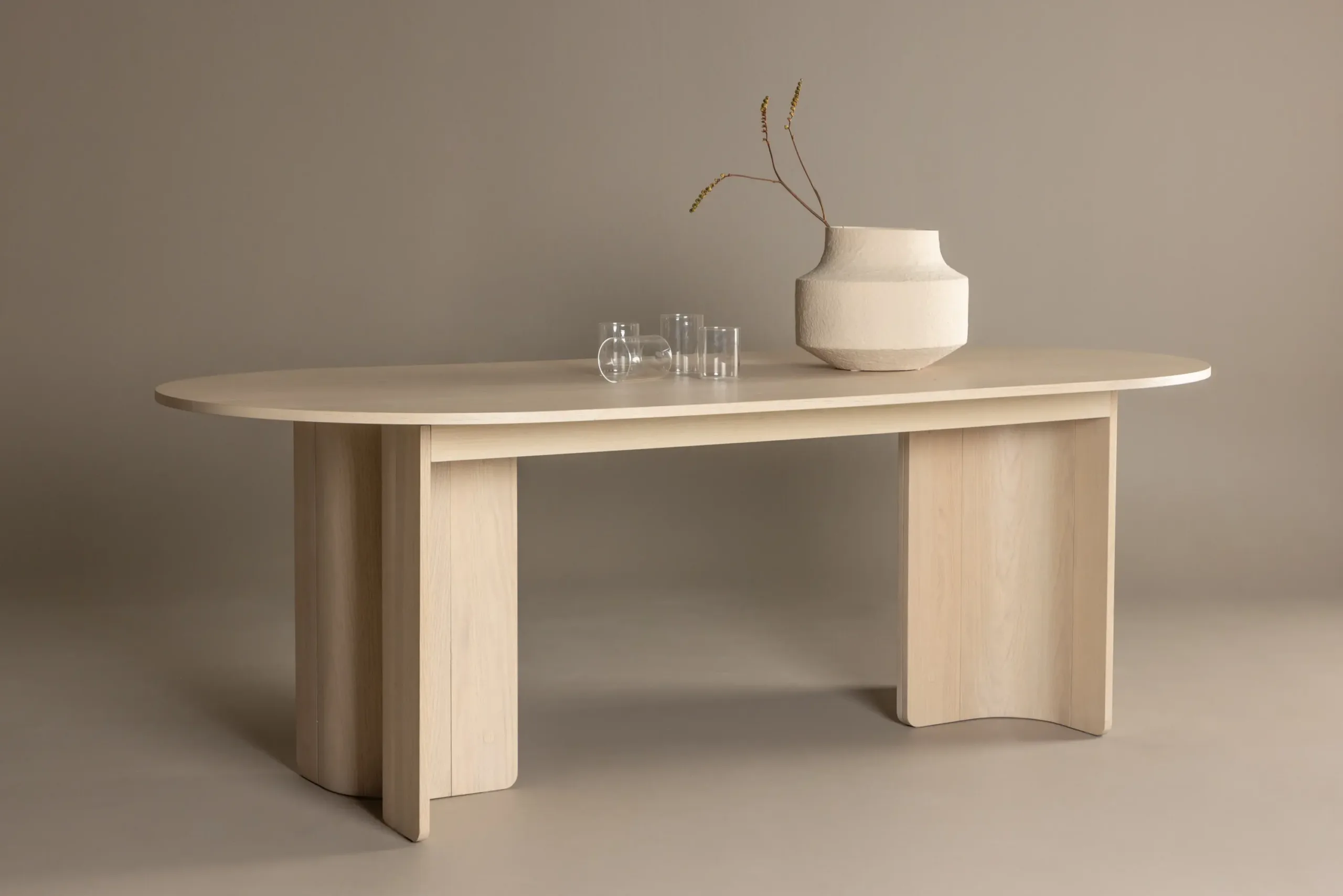 Tyresö ovaalne söögilaud, valge peitsiga MDF (220 × 100 cm) - 61953-130
