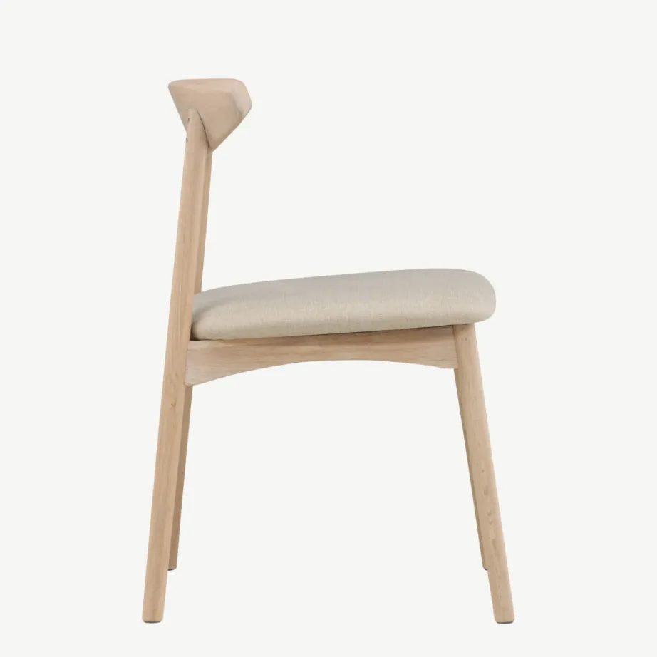 Valge peitsiga tammepuidust söögitool Ven, beež polstriga, 61989-130 – 2