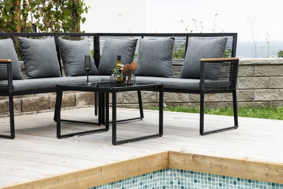 Dallas musta raamiga nurgadiivanikomplekt klaaslauaga õue, 6945-100 – 10