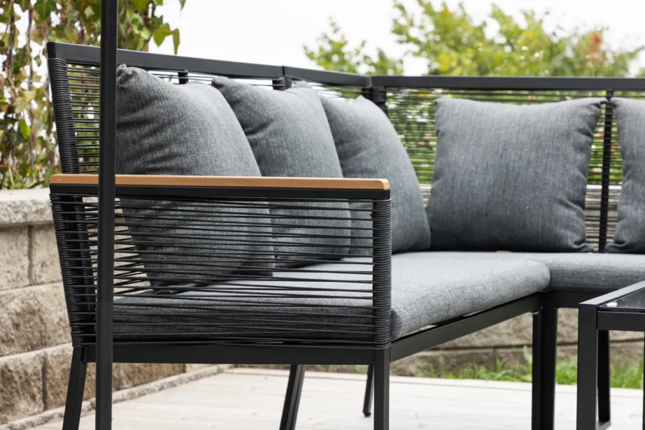 Dallas musta raamiga nurgadiivanikomplekt klaaslauaga õue, 6945-100 – 11