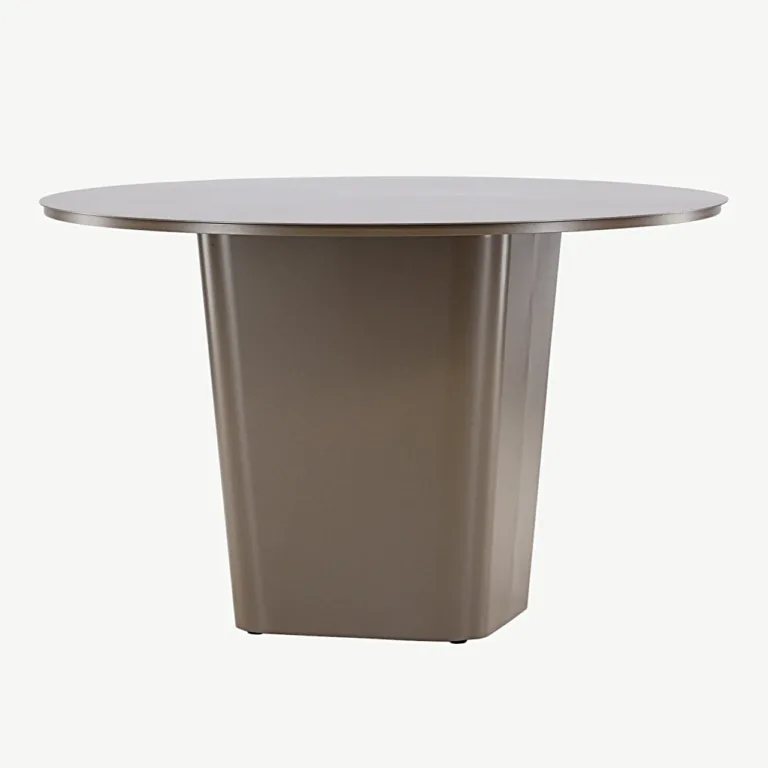 Pruun ümmargune alumiiniumist söögilaud Santa Fe, ø120 cm - 6999-112