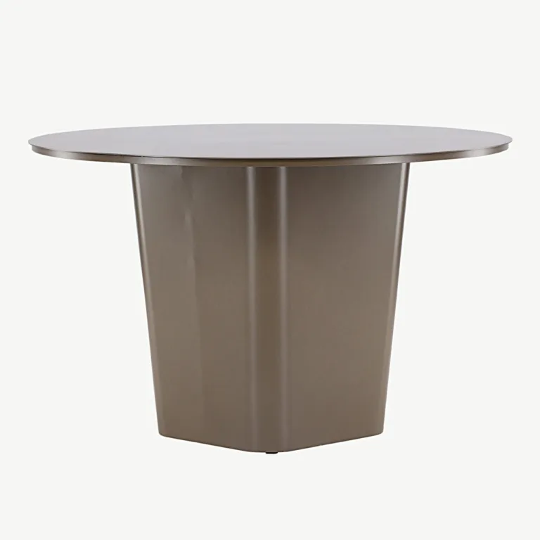 Pruun ümmargune alumiiniumist söögilaud Santa Fe, ø120 cm - 6999-112