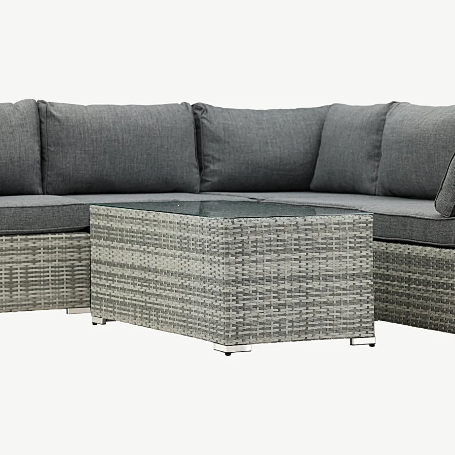 Amazon aianurgadiivan hallist kunstrotangist klaasplaadiga laua ja patjadega, 9240-004 – 6