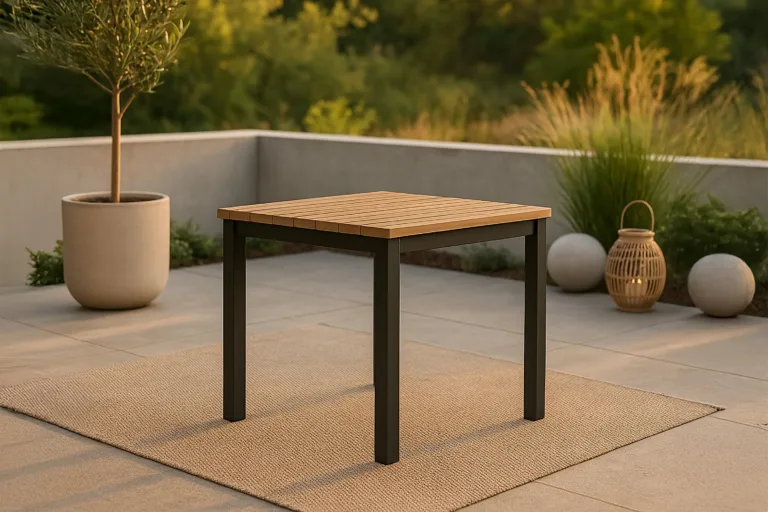 Tiigipuust abilaud Mexico mustade alumiiniumjalgadega, 40 × 40 cm - 9295-408