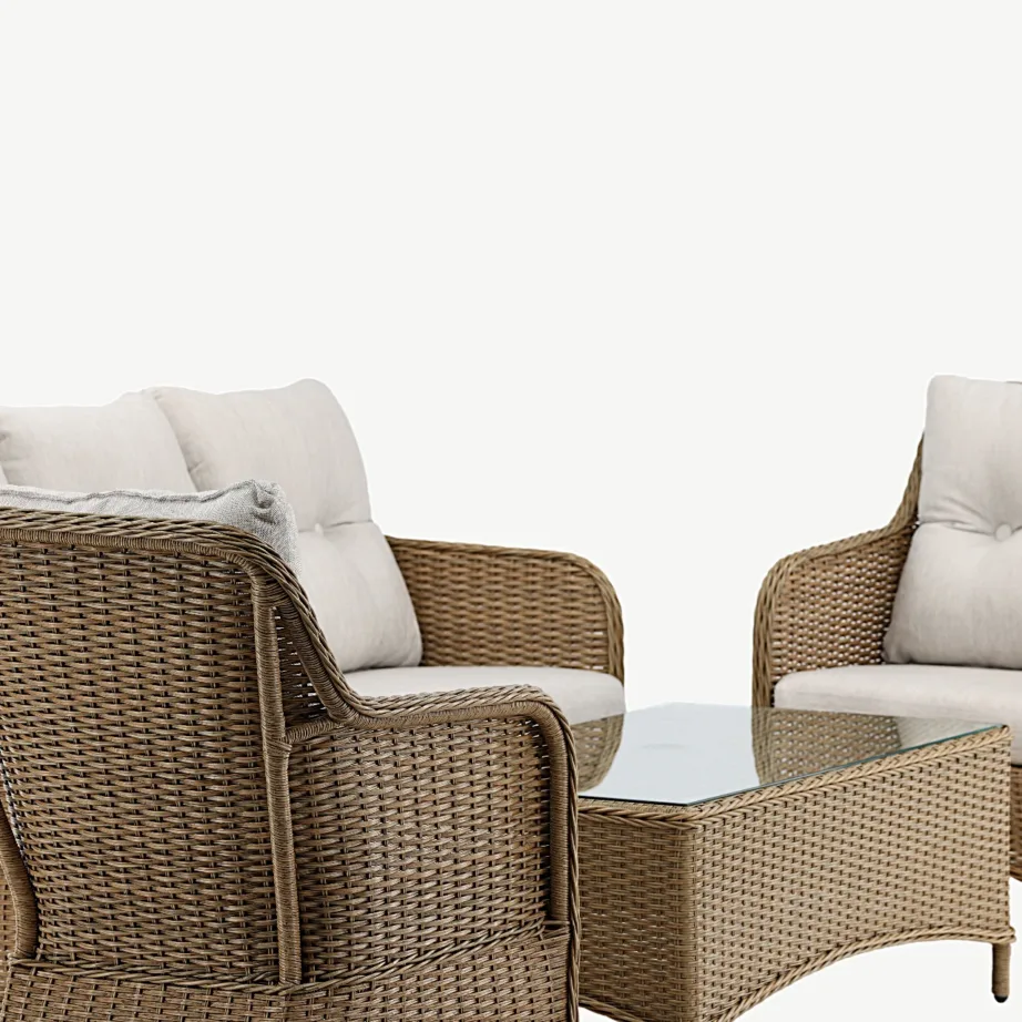 Vikelundi kunstrotangist aiamööblikomplekt klaaslaua ja beežide patjadega, 9306-009 – 4