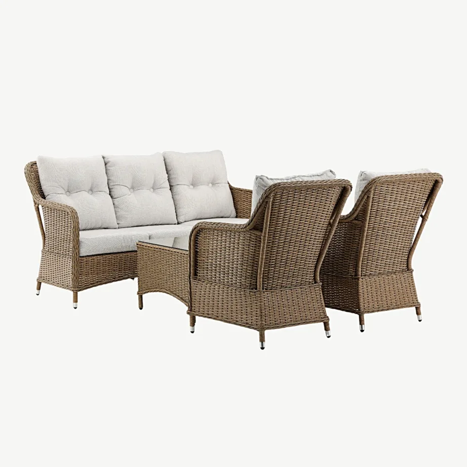 Vikelundi kunstrotangist aiamööblikomplekt klaaslaua ja beežide patjadega, 9306-009 – 5