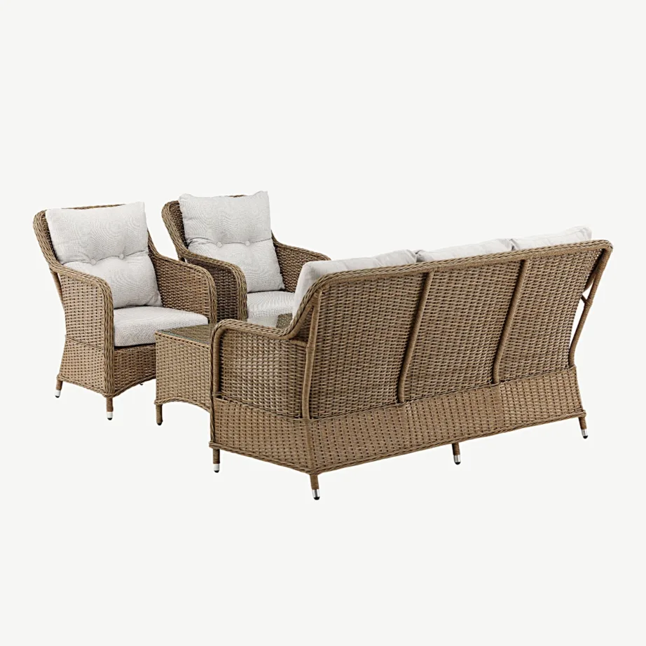 Vikelundi kunstrotangist aiamööblikomplekt klaaslaua ja beežide patjadega, 9306-009 – 6