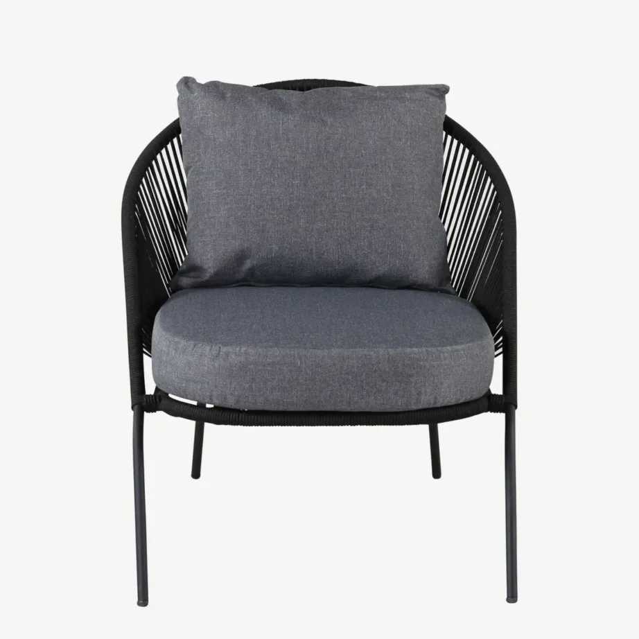 Lindos must lounge-tugitool polüesterköiest, hallide patjadega, 9317-022 – 2