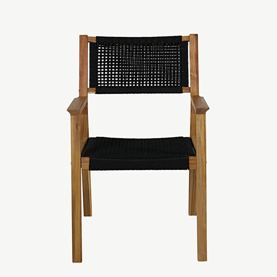 Akaatsiapuidust musta köiega söögitool Little John, käetugedega, 9605-076 – 2