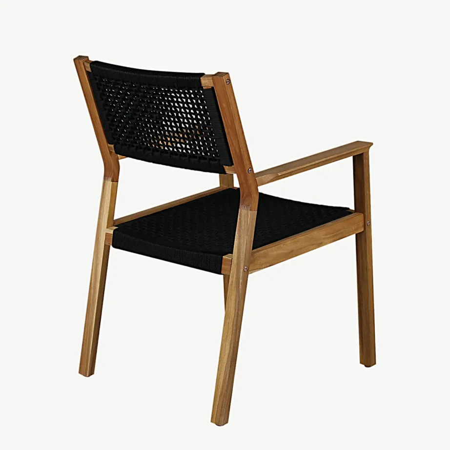 Akaatsiapuidust musta köiega söögitool Little John, käetugedega, 9605-076 – 3