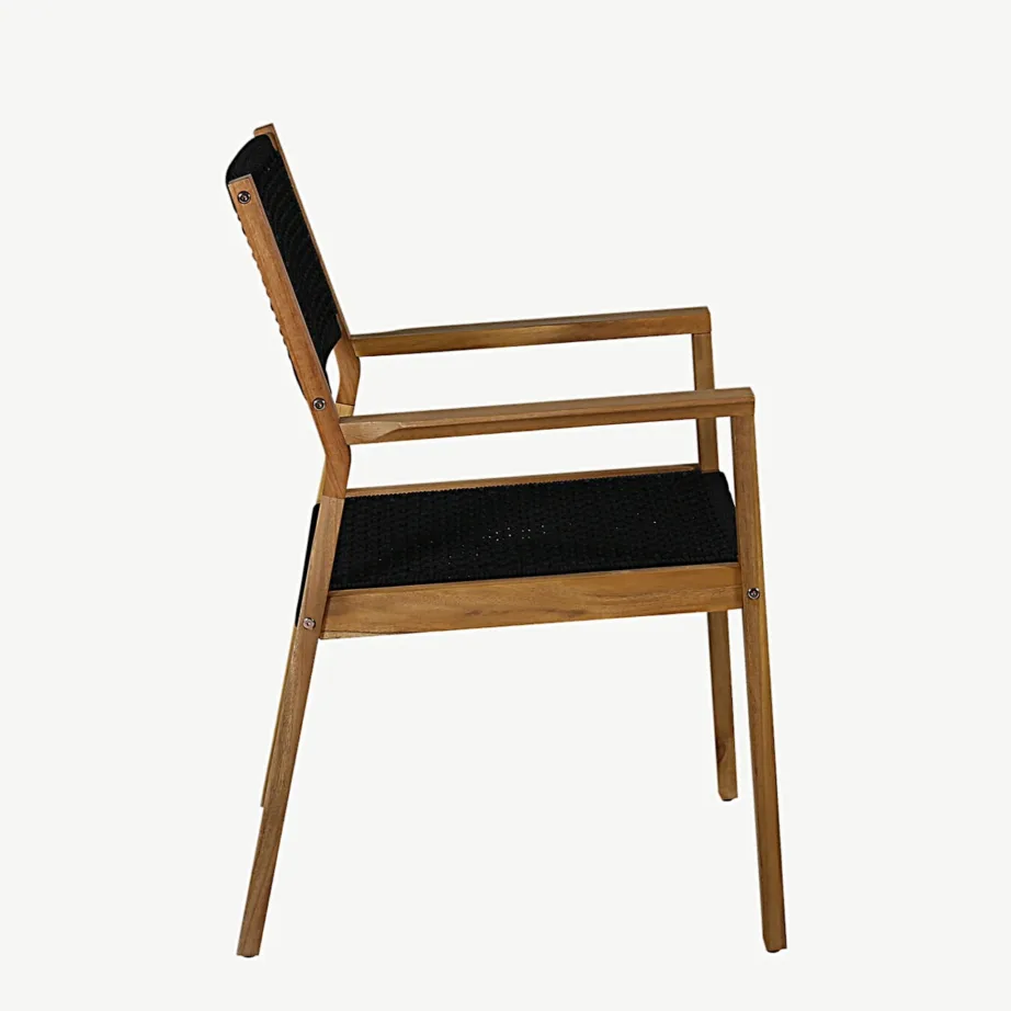 Akaatsiapuidust musta köiega söögitool Little John, käetugedega, 9605-076 – 4