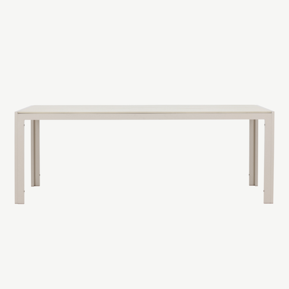 Beež ristkülikukujuline alumiiniumist õuesöögilaud Mirko (polüwood lauaplaat, 205×90 cm), 9810-222 – 4
