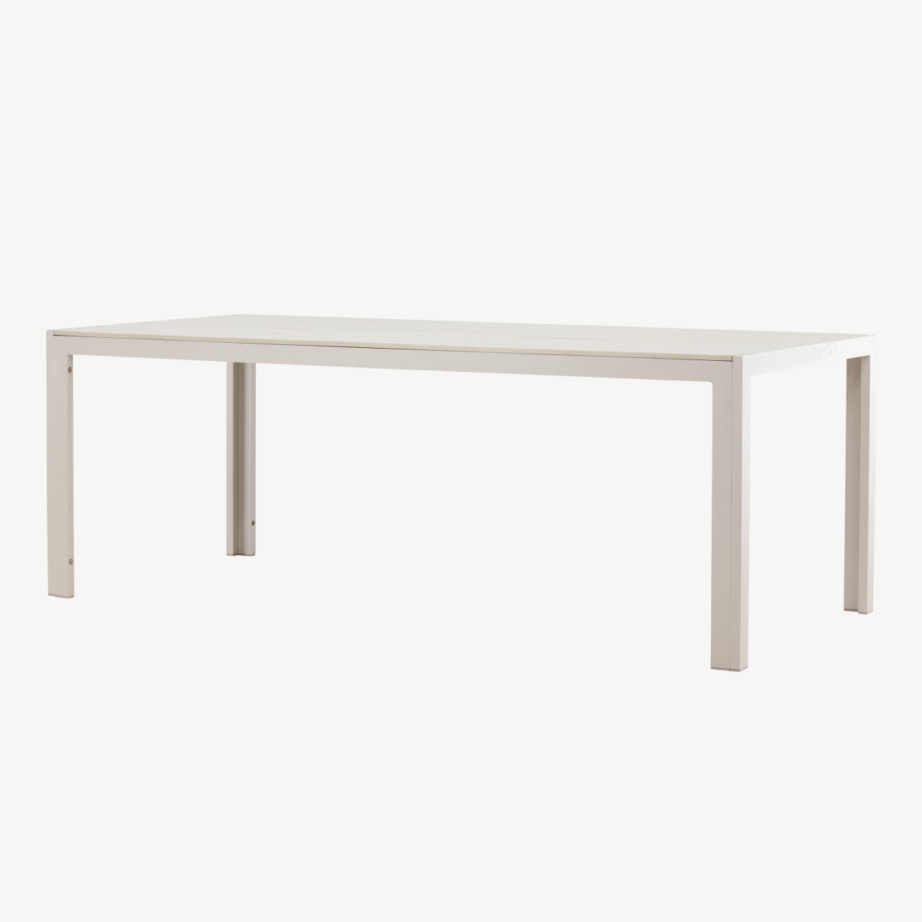 Beež ristkülikukujuline alumiiniumist õuesöögilaud Mirko (polüwood lauaplaat, 205×90 cm), 9810-222 – 5