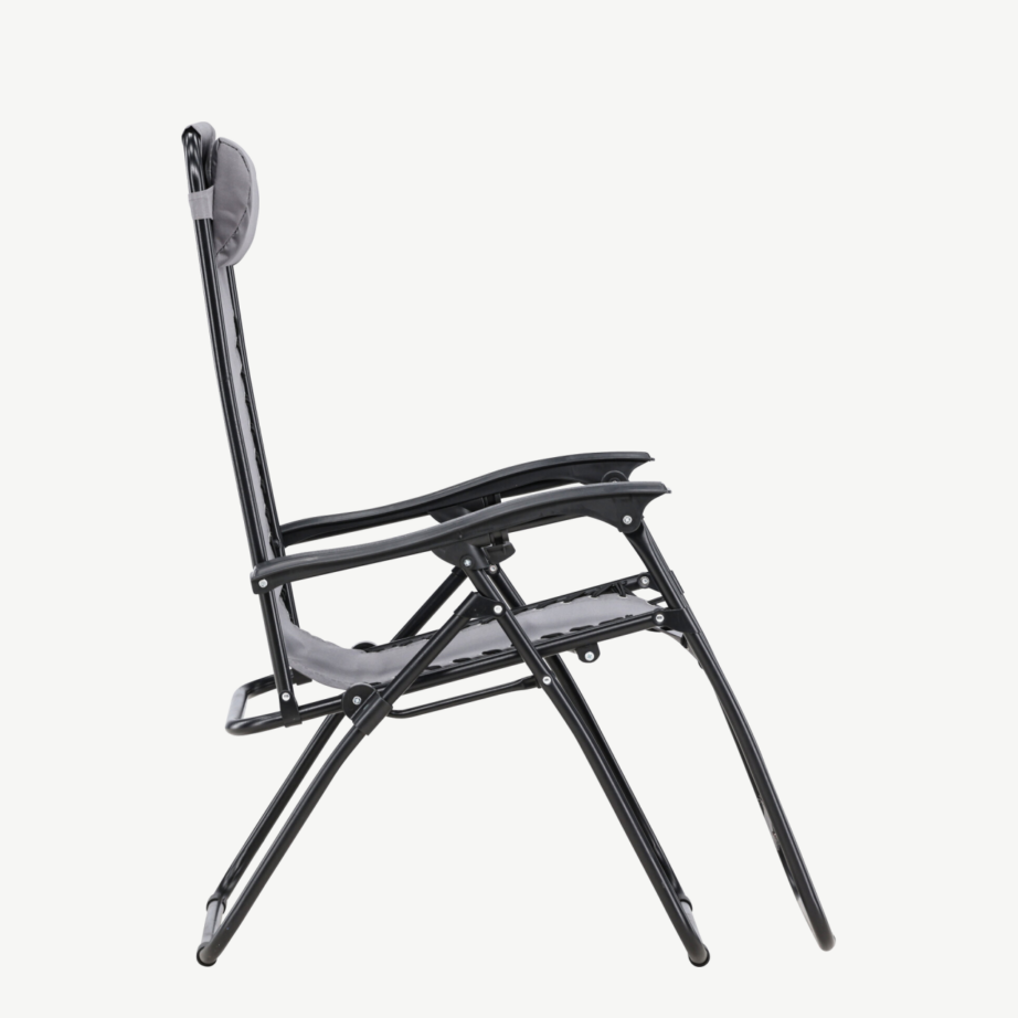 Reguleeritav kokkupandav lamamistool Vulcano (hall/must, terasraam, Oxford-kangas), 9811-999 – 2