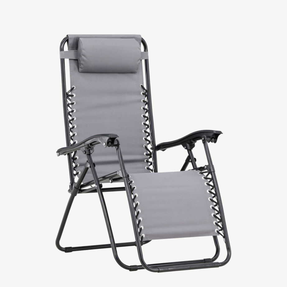 Reguleeritav kokkupandav lamamistool Vulcano (hall/must, terasraam, Oxford-kangas), 9811-999 – 3