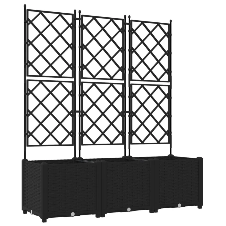 Aia istutusmuld trellisega 3 tk Must 120x40x143 cm
