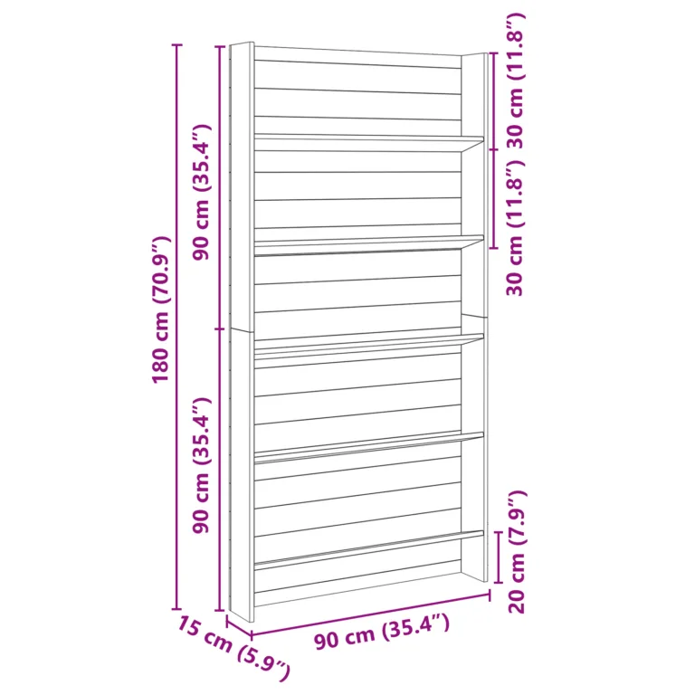 Aia taime alus 5-tasandiline 90x15x180 cm looduslikust puidust