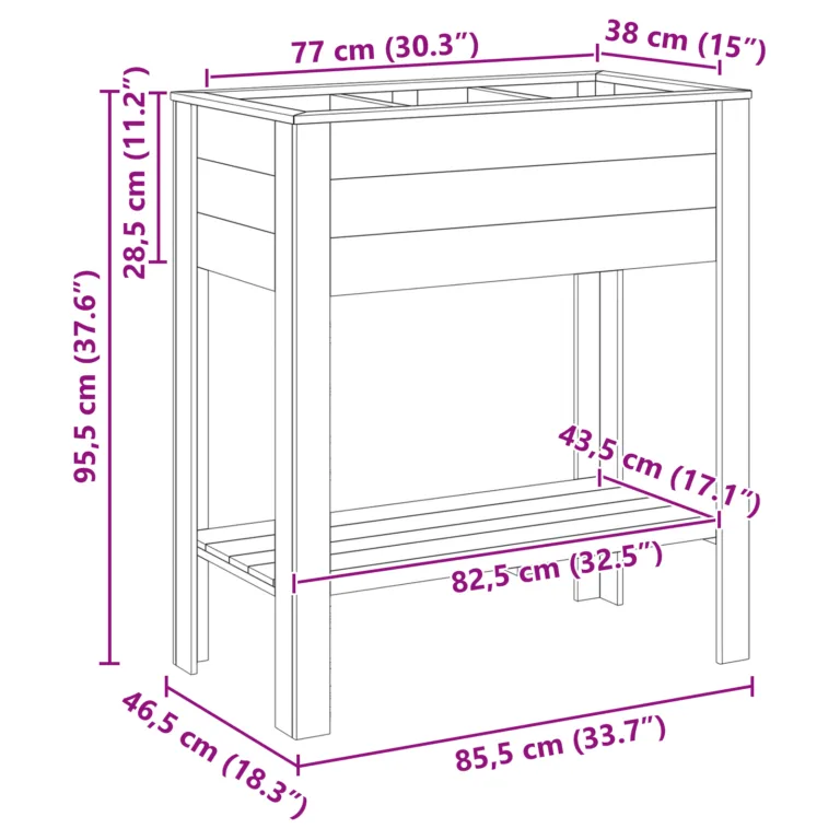 Aia taime alus 85x46x94 cm Imprigeeritud puidu männist