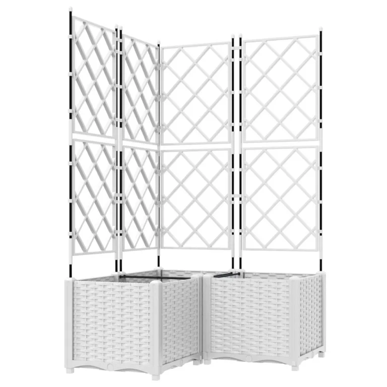 Aiakapist trellisega 3 tk Valge 80x80x143 cm