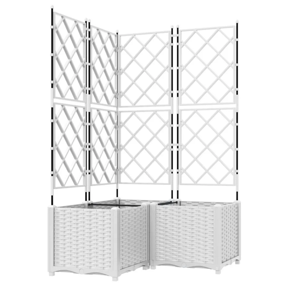 Aiakapist trellisega 3 tk Valge 80x80x143 cm