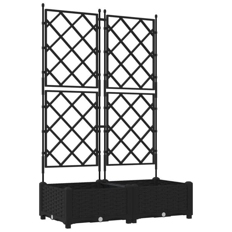 Aiakast trellisega 2 tk Must 80x40x125.5 cm