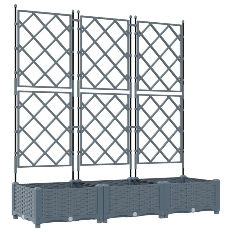 Aiakast trellisega 3 tk Helehall 120x40x125.5 cm