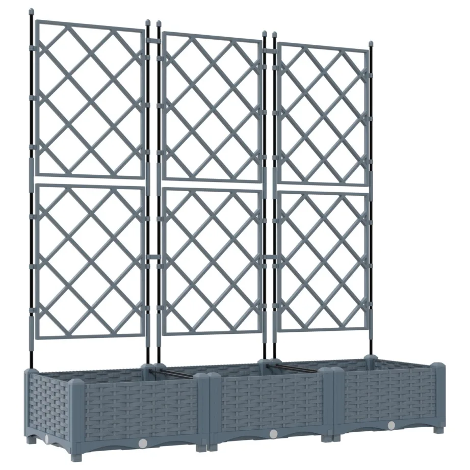 Aiakast trellisega 3 tk Helehall 120x40x125.5 cm